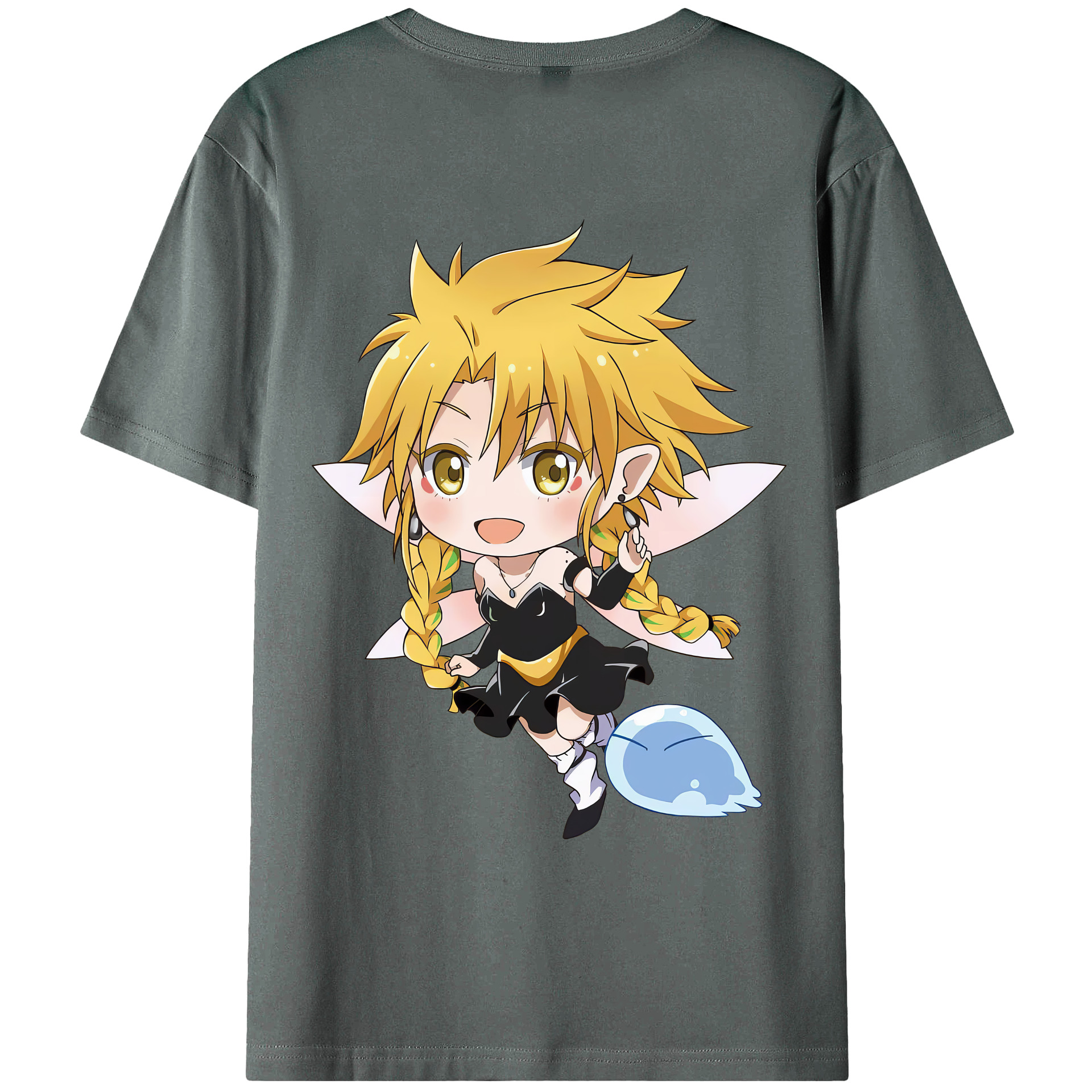 （画像用） 転スラ Regarding Reincarnated to Slime 綿100％ メンズ半袖Tシャツ（バックプリント） 通気性